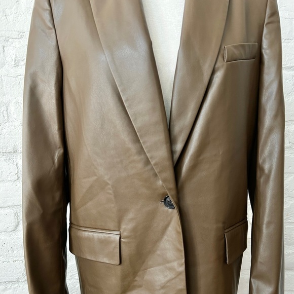Zara Faux Leather Brown Blazer - Picture 5 of 5